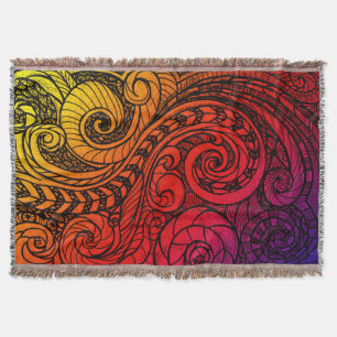 Sonnenuntergangs-Swirbel-Boho-Wurfdecke Decke