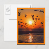 Sonnenuntergangs-Szene mit orangem Rand Postkarte (Vorne/Hinten)