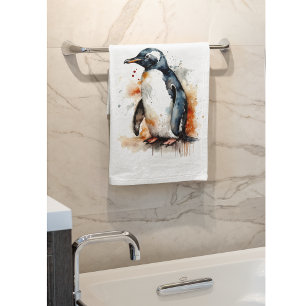 Sonnenuntergangs-Töne Wasserfarben Pinguin Handtuch