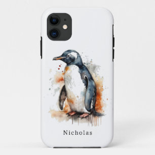 Sonnenuntergangs-Töne Wasserfarben Pinguin, indivi Case-Mate iPhone Hülle