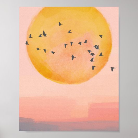 Sonnenuntergangs Vögel Poster (Vorne)