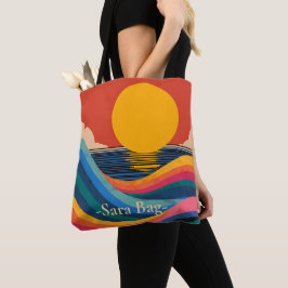 Sonnenuntergangs-Wellen Abstract Bauhaus Tote Bag  Tasche