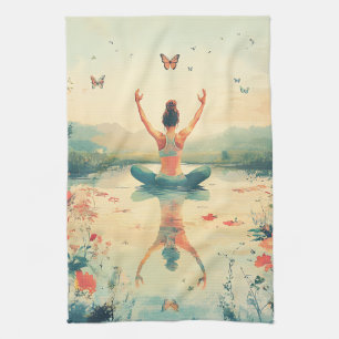 Sonnenuntergangs-Wiesen-Meditation mit Schmetterli Geschirrtuch