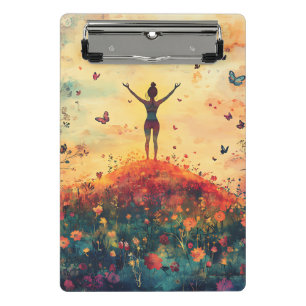 Sonnenuntergangs-Wiesen-Meditation mit Schmetterli Mini Klemmbrett