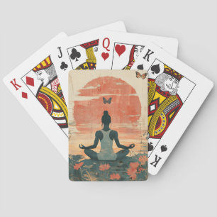 Sonnenuntergangs-Wiesen-Meditation mit Schmetterli Spielkarten