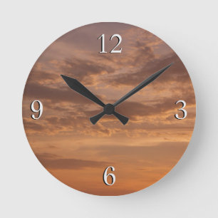 Sonnenuntergangs-Wolken II Pastell Abstrakt Natur Runde Wanduhr