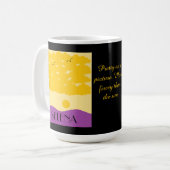 Sonnenuntergangs-Wolken über lila Hügeln: Kaffeetasse (Vorderseite Links)