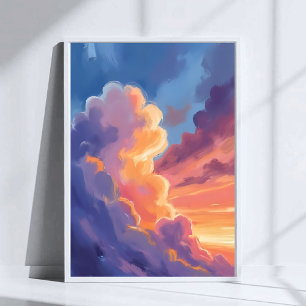 Sonnenuntergangs Wolken   Wasserfarbe Himmel Maler Poster