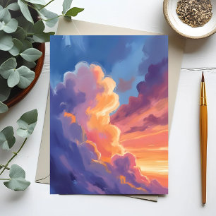 Sonnenuntergangs Wolken   Wasserfarbe Himmel Maler Postkarte