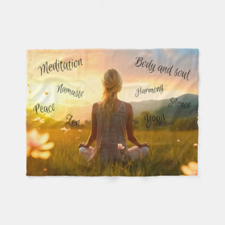 Sonnenuntergangs-Zen-Meditation Harmonie Körper un Fleecedecke