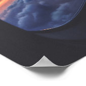 Sonnenuntergangsansicht von einem Flugzeug-Fenster Poster (Ecke)