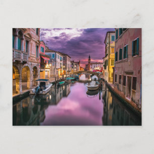 Sonnenuntergangsbild der Kanäle von Venedig in Ita Postkarte