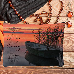 Sonnenuntergangsboot mit Serenity-Gebet Zubehörtasche