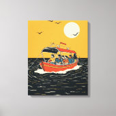 Sonnenuntergangsbootfahrt – Retro-Minimalismus Leinwanddruck (Vorderseite)