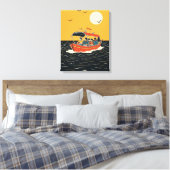 Sonnenuntergangsbootfahrt – Retro-Minimalismus Leinwanddruck (Insitu (Schlafzimmer))