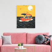 Sonnenuntergangsbootfahrt – Retro-Minimalismus Leinwanddruck (Insitu (Wohnzimmer))