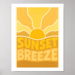 Sonnenuntergangsbrise Retro-Sonnenstrahl Typografi Poster