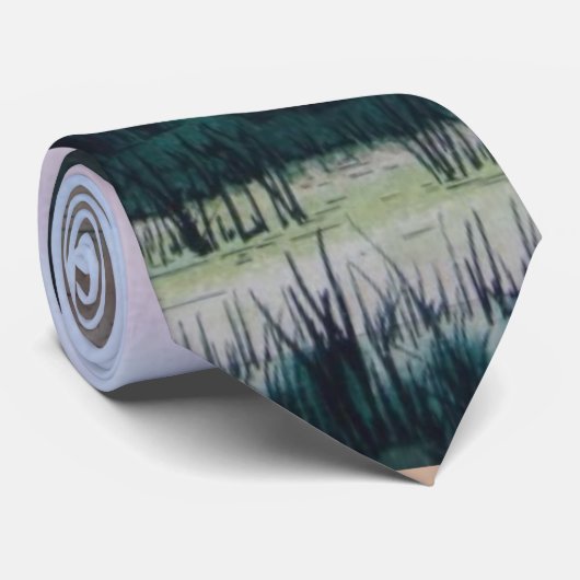 Sonnenuntergangsfarben und herbstfarbene Bäume Krawatte (Gerollt)