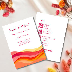 Sonnenuntergangsfarben-Wellen Moderne Hochzeit All Einladung
