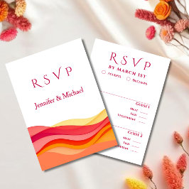 Sonnenuntergangsfarben Wellen Moderne Hochzeit RSVP Karte