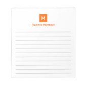 Sonnenuntergangsorange Moderne Linien Chic Trendig Notizblock (Vorderseite)