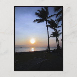 Sonnenuntergangspalmen in der Bucht von Manila Postkarte