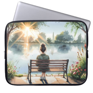 Sonnenuntergangsreflexionen Seeszene Laptopschutzhülle