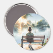 Sonnenuntergangsreflexionen Seeszene Magnet (Vorderseite/Rückseite)