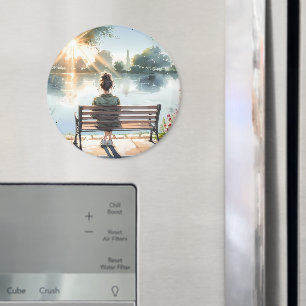 Sonnenuntergangsreflexionen Seeszene Magnet
