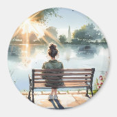 Sonnenuntergangsreflexionen Seeszene Magnet (Vorne)