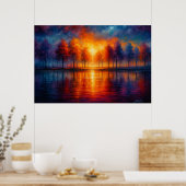 Sonnenuntergangsreflexionen über dem Herbstsee Poster (Küche)