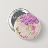 Sonnenuntergangsrose Errötung schmaler Bogen Braut Button (Vorne & Hinten)