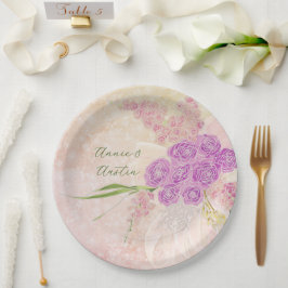 Sonnenuntergangsrose handbemalt Blush-Bogen-Blume Pappteller