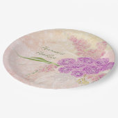 Sonnenuntergangsrose handbemalt Blush-Bogen-Blume Pappteller (Schrägansicht)