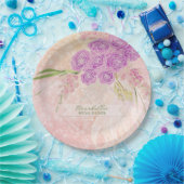 Sonnenuntergangsrose handbemalt  Blush-Bouquet  Pappteller (Party)