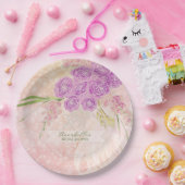 Sonnenuntergangsrose handbemalt  Blush-Bouquet  Pappteller (Party)