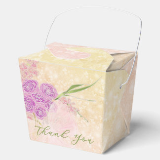 Sonnenuntergangsrosen und rosafarbene Coquette-Bow Geschenkschachtel