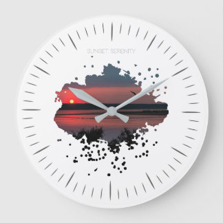 Sonnenuntergangsruhe | Abendliche Lagune Große Wanduhr