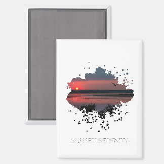 Sonnenuntergangsserenität | Abendliche Lagune Magnet