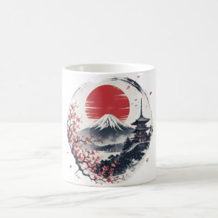 Sonnenuntergangsserenität am Berg Fuji – Japanisch Kaffeetasse