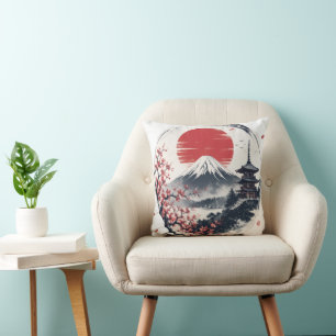Sonnenuntergangsserenität am Berg Fuji – Japanisch Kissen