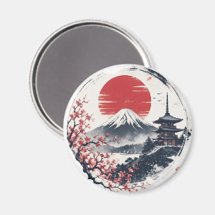 Sonnenuntergangsserenität am Berg Fuji – Japanisch Magnet