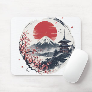 Sonnenuntergangsserenität am Berg Fuji – Japanisch Mousepad