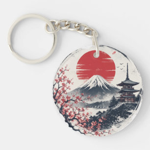 Sonnenuntergangsserenität am Berg Fuji – Japanisch Schlüsselanhänger