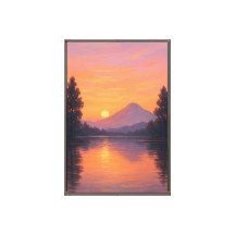 Sonnenuntergangsserenität über dem Bergsee