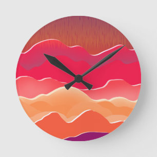 Sonnenuntergangsspitzen Moderne Papierkollektion K Runde Wanduhr