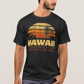Sonnenuntergangsstrand Oahu Hawaii Nordküste Retro T-Shirt
