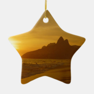 Sonnenuntergangsstrand Tropischer Ozean Wasser Fri Keramikornament