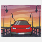 Sonnenuntergangsstraße Fleecedecke (Vorderseite (Horizontal))