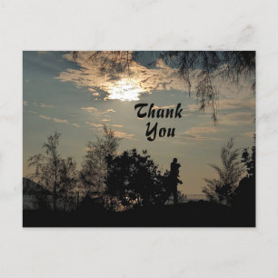 Sonnenuntergangsszene Bäume Dankeschön Postkarte